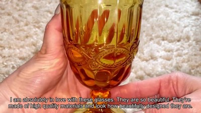 Whole Housewares 8 Oz Embossed Amber Glassware Vintage-pressed Pattern Set  Of 6, Amber : Target