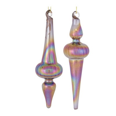 Melrose Irredescent Glass Finial Ornament (Set of 12)