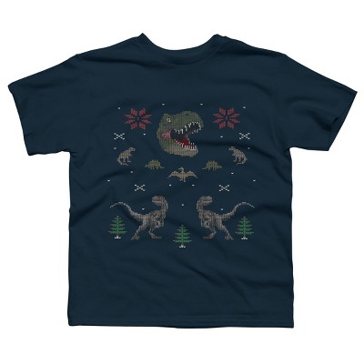 Boy's Design By Humans Ugly Dino Christmas Sweater By AnotheHero T-Shirt
