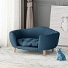 Gulches Mid-Century Modern Dog Sofa in Small Size with Luxurious Tufted Cushions in Navy Blue and Sleek Birch Legs - 2 of 4