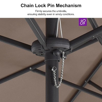 PURPLE LEAF 15ft Patio Market Umbrella and Base Double-Sided Rectangle Outdoor Table Sun Umbrellas with Crank