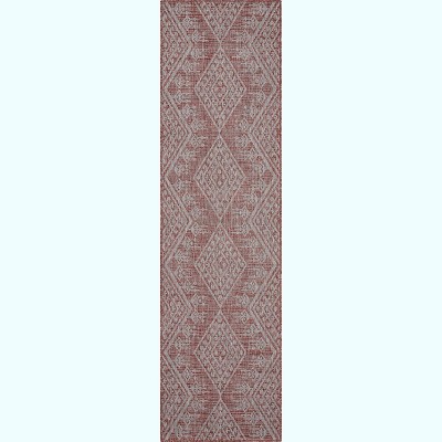 Well Woven Cascade Indoor OutdoorFlat Weave Pile Diamond Medallion Area Rug
