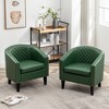 KINWELL Set of 2 PU Faux Leather Club Armchair with Nailheads - 2 of 4