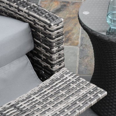 Gray Wicker Swivel Recliner Chair with Cushions