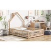 CAVINAS House-Shaped Headboard Floor Bed with Fence for Children, Twin Size Bed Frame, Wood Platform Bed with  Latched Door - 4 of 4