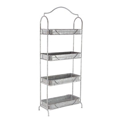 55" Rustic Iron 4-Tiered Rectangular Garden Rack Gray - Olivia & May