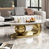 Sapphtopaz Coffee Table Oval Modern Faux Marble Coffee Bar Home Decor Central Table with Stainless Steel Base for Living Room, Office - 3 of 4