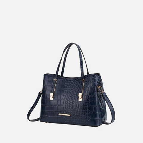 MKF Collection Aurelia Crocodile-Embossed Vegan Leather Women's Tote Stylish Shoulder Handbag by Mia K - Navy