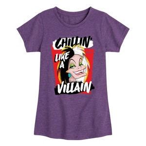 Girls' - Disney Villains - Cruella Chillin Like A Villain Fitted Short Sleeve Graphic T-Shirt - 1 of 4