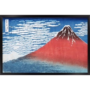 Trends International Fine Wind, Clear Morning by Katsushika Hokusai Framed Wall Poster Prints - 1 of 4