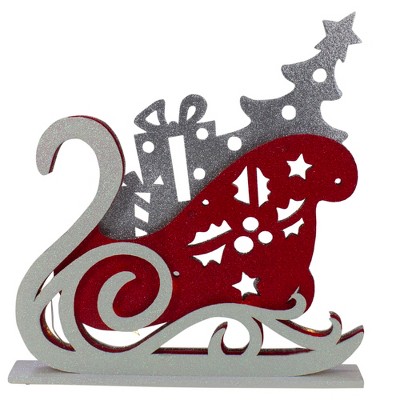 Raz Imports 18" Pre-Lit Red and Silver LED Sleigh Christmas Tabletop Silhouette Decoration