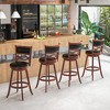 Tangkula 29" Bar Height Stools Set of 2 w/Rubber Wood Frame Faux Leather Upholstered Seat - 3 of 4