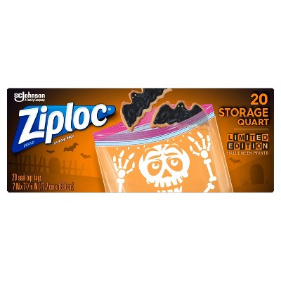 Ziploc Halloween Print Food Storage Bag Quart - 20ct