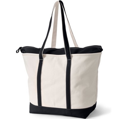 Lands' End Extra Large 5 Pocket Zip Top Long Handle Canvas Tote Bag - Thumbnail 2