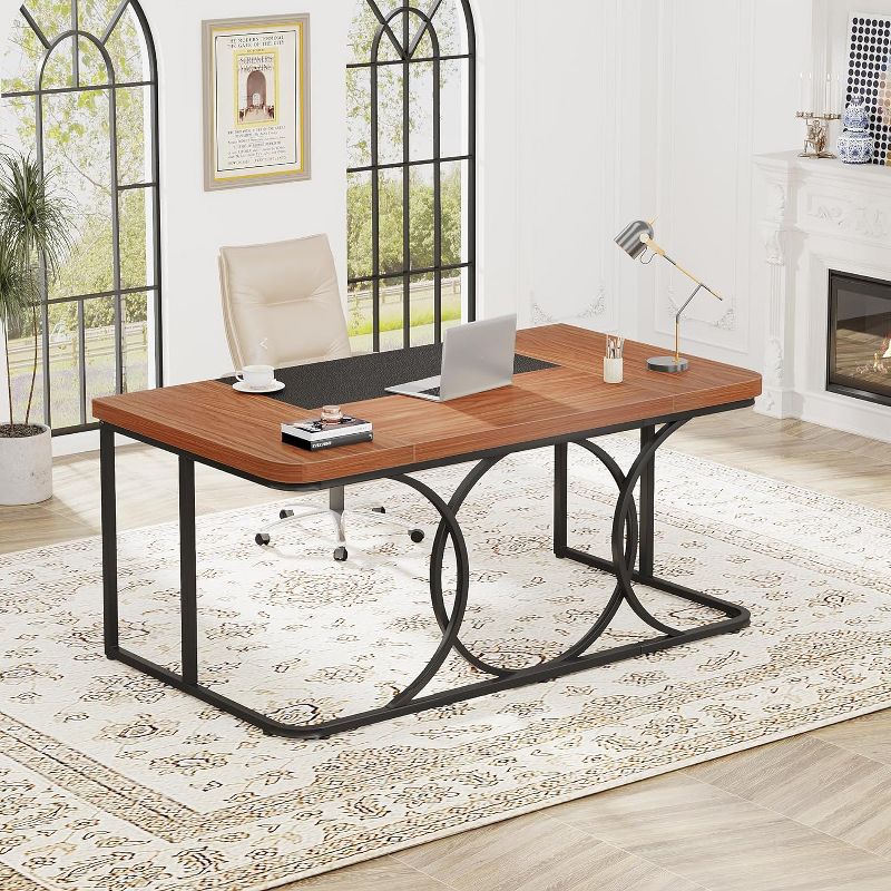 Tribesigns 62-inch Office Computer Desk, Large Executive Desk with Metal Frame, Simple Writing Desk Study Table Workstation for Home Office, 5 of 10