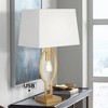 Possini Euro Design Modern Glam Table Lamp with USB Charging Port and Nightlight LED 29" Tall Brass White Shade Living Room Bedroom House - image 2 of 4