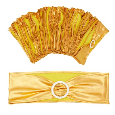 Juvale 100-Pack Gold Chair Sashes w/Silver Buckle for Banquet, Bridal Shower Party Supplies, 13.2x5 in