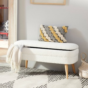 19" x 40" Contemporary Wood Storage Bench - Olivia & May - 1 of 4