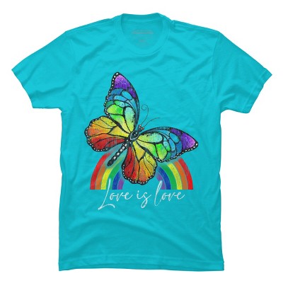 Adult Design By Humans Love is Love Butterfly Rainbow Pride By SummerFunnyT-Shirt