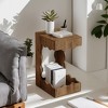 Hommoo C-Shaped 2-Tier Farmhouse End Table, Slide-Under Wood Side Table - 4 of 4