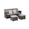 3-Piece Outdoor Cnversation Sofa Set with Two Ottoman, All-Weather PE Wicker Rattan - 3 of 4
