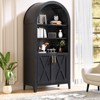 FONTOI Arched Decorative Cabinets, 3-Tier Arch-Top Cabinet with Doors, Arched Bookshelf with Open Display Shelf for Home, Black, 30.7"*63.2"*15.4" - 2 of 4