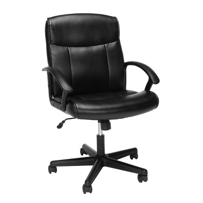 Mid-Back Bonded Leather Chair Black - OFM