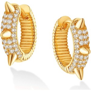 Dremmy Studios CZ Huggie Hoop Earrings | 14K Gold Plated, Chunky & Minimalist Gift - 1 of 4