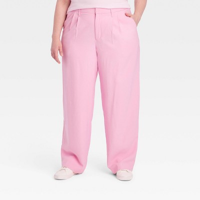 Women's High-Rise Straight Trousers - A New Day™ Pink 26