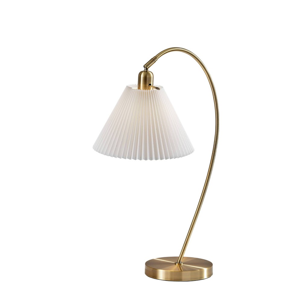 Photos - Floodlight / Street Light Adesso Delaney Table Lamp Antique Brass: ETL Listed, Metal Body, Polyester 