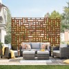 VEVOR Metal Privacy Screen, 47" W x 76" H, Outdoor Privacy Screens 3-Panel, Freestanding Outdoor Divider with Stand, Brown - 2 of 4