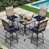 Aoodor 19x19x5 Inch Tufted Outdoor Chair Cushions, Water and Fade Resistant Polyester Dining Chair Pads with Ties for Patio Furniture, Set of 4 - 2 of 4