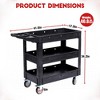 Utility Service Cart, 550LBS Heavy Duty PP Rolling Utility Cart with 360° Swivel Wheels, Large Shelf, Storage Handle - 3 of 4