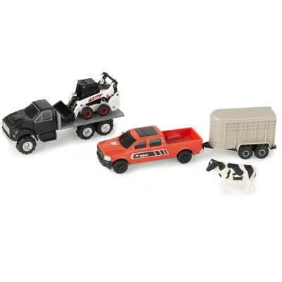 1:64 Scale ERTL New Holland Dodge Ram Pickup Truck With Trailer & L170 Skid Steer