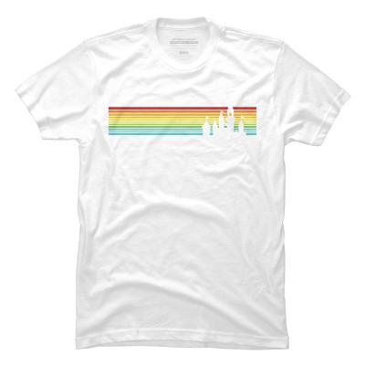 Men's Design By Humans Castle Silhouette Amongst a Rainbow Stripe By T-Shirt