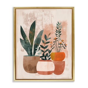 Stupell Industries Earthy Boho Potted Plants Black Framed Floater Canvas Wall Art - 1 of 4