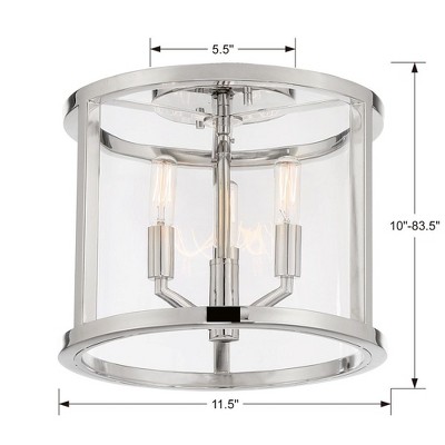 Devon Polished Nickel 3-Light LED Glass Drum Flush Mount