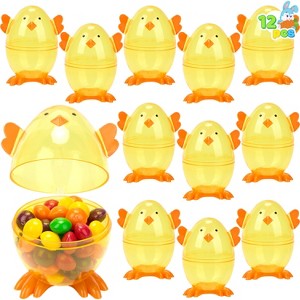 Joyfy 12 Pcs Carrot / Chick Easter Eggs Empty Eggs Fillable, Easter Eggs Hunt for Kids' Classroom Exchange Gifts - 1 of 4