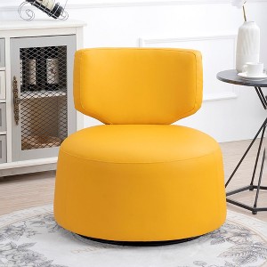 29.13" W Swivel Chair With 360° Silent Rotating Base Modern Accent Round Swivel Barrel Chairs, Wide Swivel Chair - 1 of 4