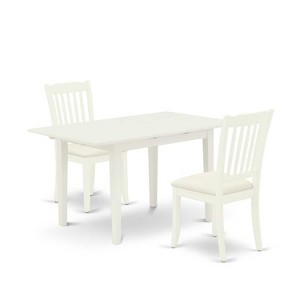 HomeStock 3-Piece Linen White Finish Rectangular Solid Wood Top With Butterfly Leaf Dining Table Set - 1 of 4