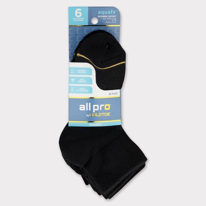 All Pro Women's 6pk Aqua FX Ankle Socks, 3 of 5