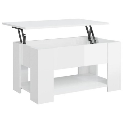 vidaXL Coffee Table - Modern High Gloss White | Engineered Wood Construction | Rectangular Shape | Assembly Required