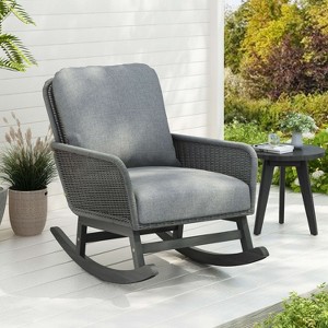 Vatros Contemporary Minimalist Wicker Rocking Chair Indoor and Outdoor Accent Chair - 1 of 4