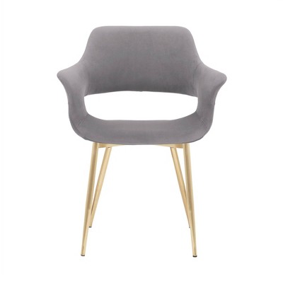 Gigi Gray Velvet Arm Chair with Gold Metal Legs