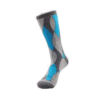 Blue and Grey Wavy Pattern Office Socks from the Sock Panda (Men's Sizes Adult Large)