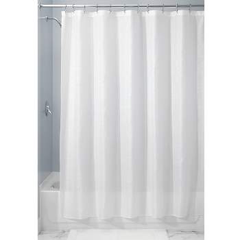 iDESIGN 72"x72" Carlton Fabric Shower Curtain White