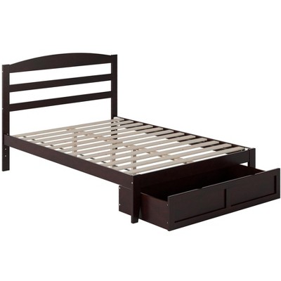 Espresso Warren Full Platform Bed with Sleek Foot Drawer