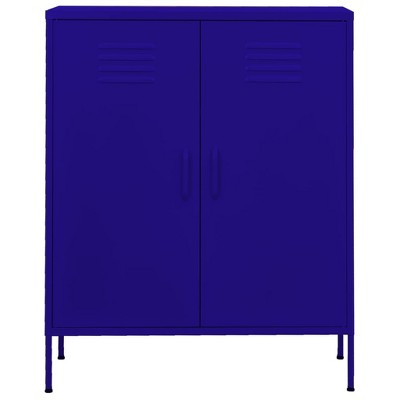 Navy Blue Steel Office Storage Cabinet with Adjustable Shelving