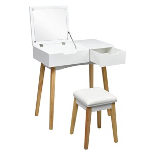 Tangkula Makeup Vanity Table W/Flip Top Mirror 2-in-1 Dresser & Stool - 1 of 4