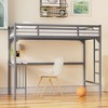 Twin Size Metal Loft Bed with Desk, Ladder and Guardrails - 3 of 4